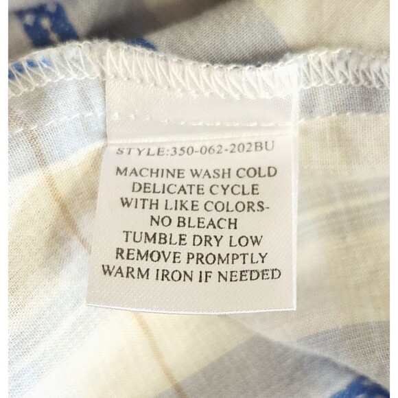 Roper Western Shirt Women's Large Pearl Snaps Long Sleeve Blue White Plaid - Picture 8 of 10